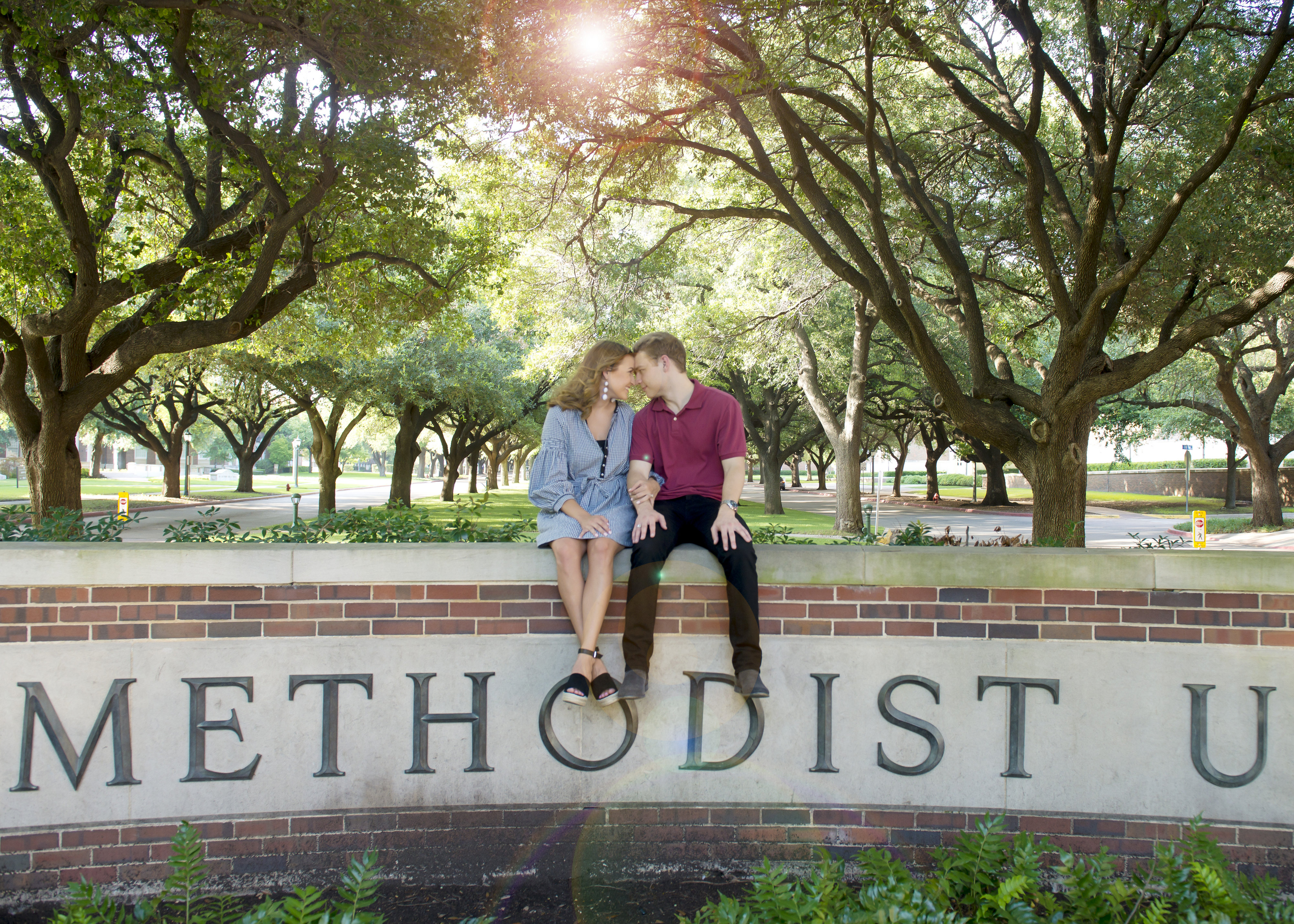 Couple Gazing at Each Other on SMU Monumental Sign